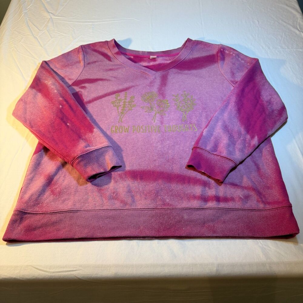 XL Old Navy Fleece Sweatshirt Womens Purple Pink Tie Dye Cozy Pullover Warm
